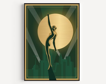 Art Deco Print, Printable Art, Art Deco Art Print, Green Gold Print, Art Deco, Wall Art Print, Green Print, Green Art Deco, Green, Wall Art