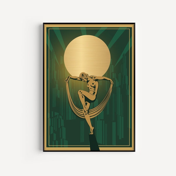 Art Deco Print, Green Art Deco, Art Deco Woman, Wall Art Print, Green Gold Print, Art Deco, Green Poster, Green Print, Art Print, Wall Art