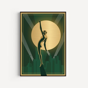 Stampa Art Deco, Arte stampabile, Stampa artistica Art Deco, Stampa oro verde, Art Deco, Stampa artistica da parete, Stampa verde, Art Deco verde, Verde, Arte da parete