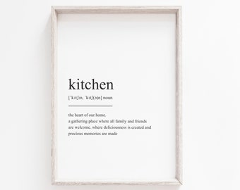 Kitchen Print, Kitchen Definition, Printable Wall Art, Definition Print, Wall Art Print, Instant Download, Quote Print, Minimalist Print