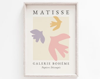 Pastel Print, Boho Print, Matisse Print, Bird Print, Boho Wall Art, Henri Matisse, Pastel Matisse Print, Matisse Wall Art, Bird, Printable