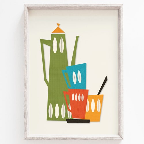 Mid Century Modern Kitchen Print Printable Wall Art Kitchen Etsy