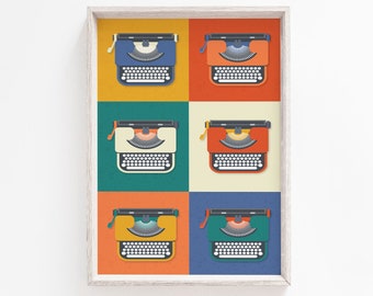 Mid Century Modern, Typewriter Print, Printable Wall Art, Typewriter Poster, Mid Century Print, Typewriter, Wall Art, Printable, Mid Century