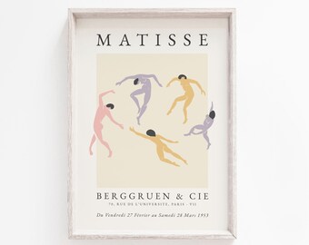 Impresión bohemia, impresión pastel, impresión de arte mural, arte mural de Matisse, impresiones, impresión de Henri Matisse, impresión de baile, descarga instantánea, impresión de Matisse