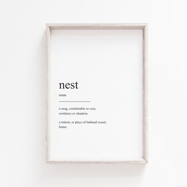 Nest Definition, Nest Printable, Home, Wall Art, Nest, Family, Art Print, Family Printable, Nest Print, Home Print, Family Print, Download