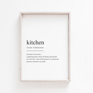 Kitchen Print, Kitchen Definition, Printable Wall Art, Definition Print, Wall Art Print, Instant Download, Quote Print, Minimalist Print