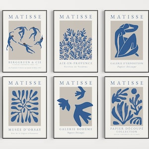 Matisse-afdrukken, set prenten, blauwe afdrukbare, muurkunstprint, blauwe print, Matisse-printset, afdrukbare set, afdrukbare, Instant Download