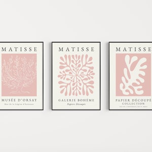 Set of Prints, Pink Prints, Wall Art Prints, Matisse Print Set, Pink Printables, Art Prints, Matisse Cutout, Printable, Instant Download