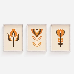 Set of Prints, Mid Century Modern, Prints, Mid Century Printable, Wall Art Print, Mid Century Wall Art, Mid Century Flower Print, Art Print