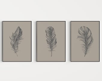 Feather Print, Printable, Set of Prints, Feather Wall Art, Wall Art Prints, Wall Art, Download Print, Feather Printable, Feather, Print Set
