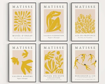 Matisse Prints, Set of Prints, Ochre Prints, Wall Art Print, Yellow Print, Matisse Print Set, Printable Set, Printable, Instant Download