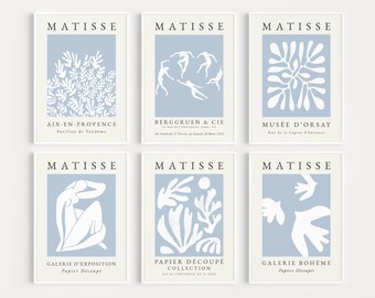 Grafiki Matisse'a, Zestaw Grafik, Niebieskie Wydruki, Grafika Ścienna, Niebieski Wydruk, Zestaw Grafik Matisse'a, Zestaw do Wydruku, Do Wydruku, Do Wydruku, Natychmiastowe Pobranie