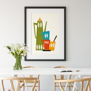 Mid Century Modern, Kitchen Print, Tea Pot Print, Printable Wall Art ...
