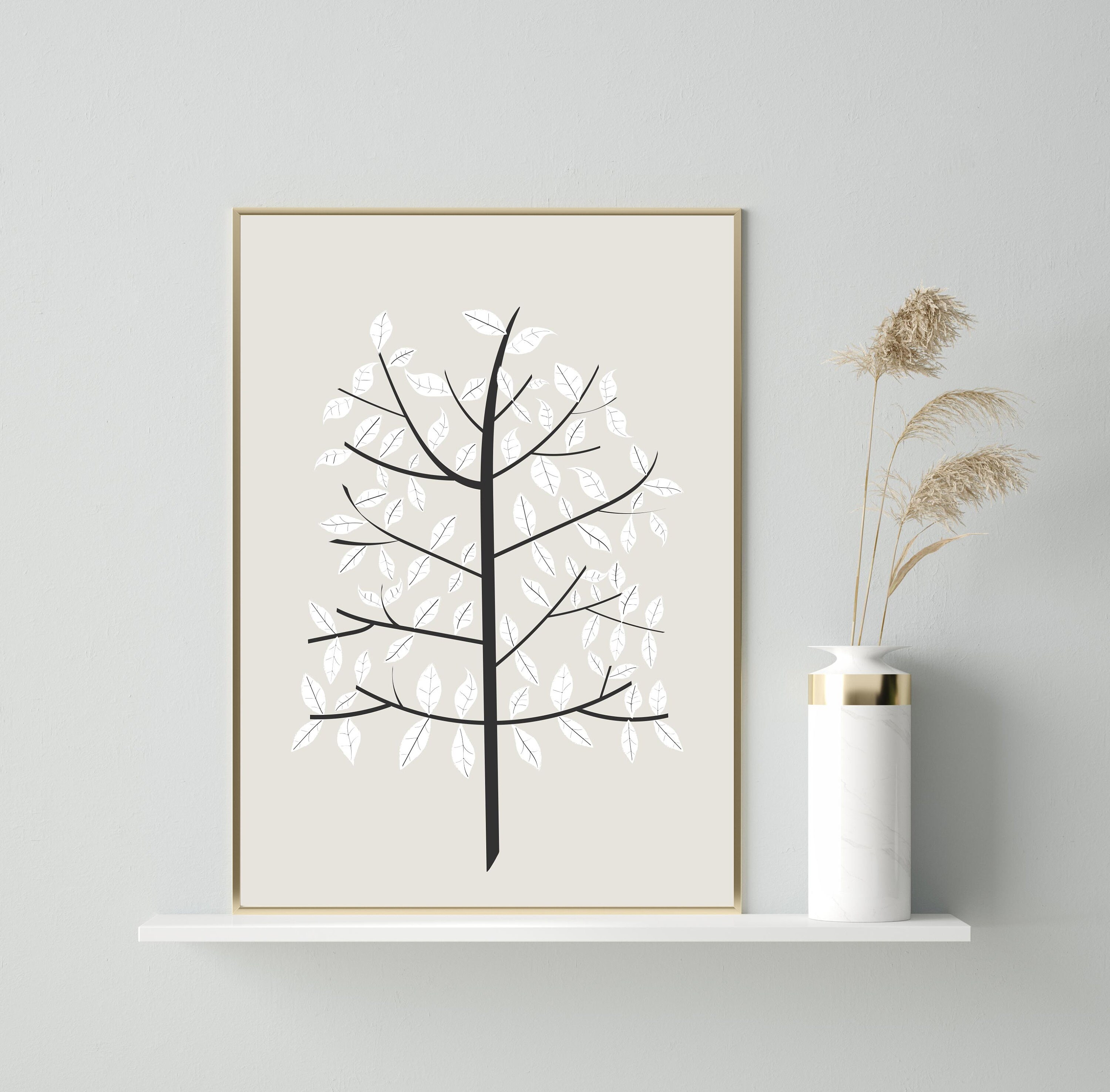 Tree Print Tree Wall Art Grey Print Tree Printable Grey | Etsy