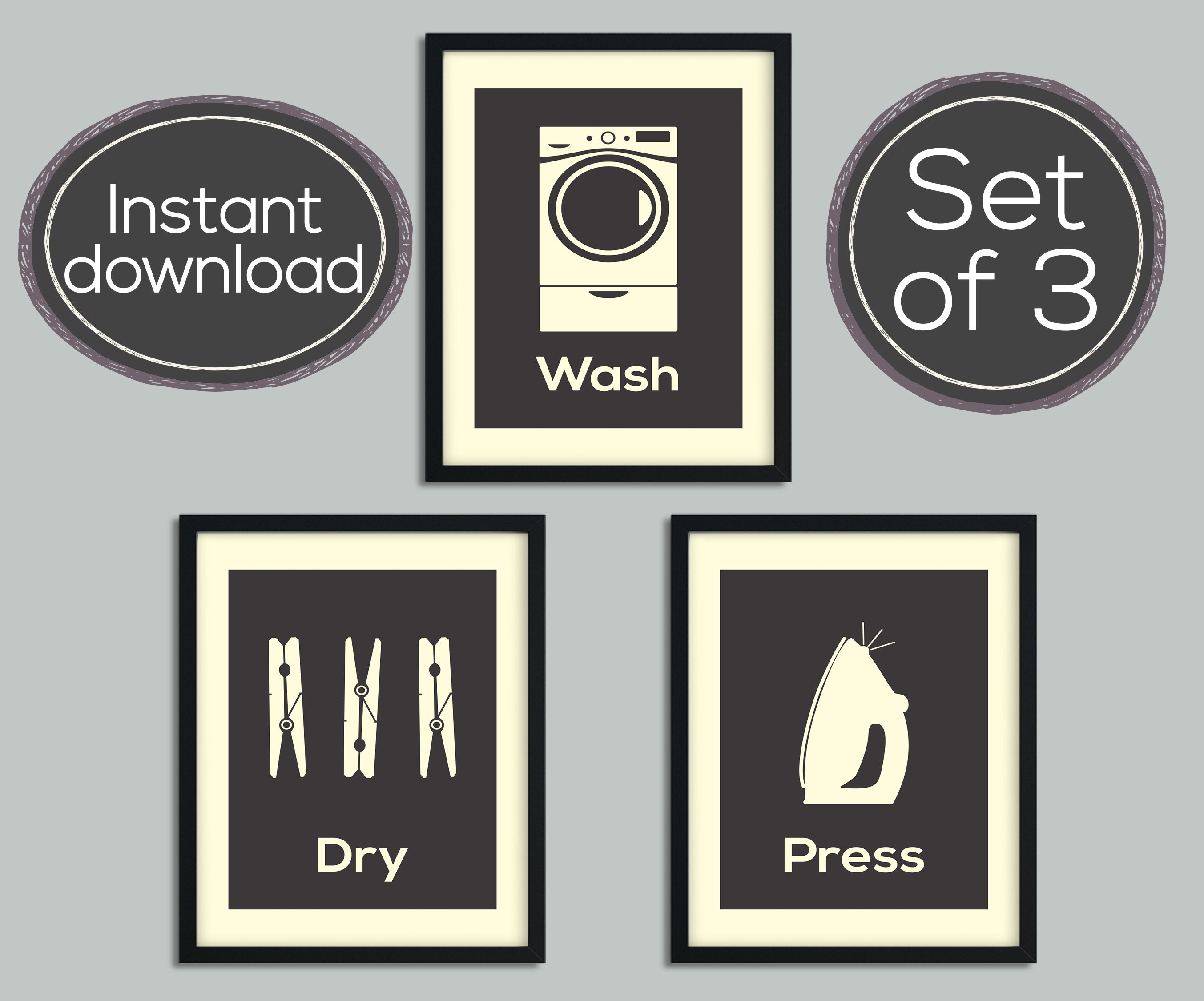 Laundry Printables Wall Art Wall Art Prints Prints Set | Etsy