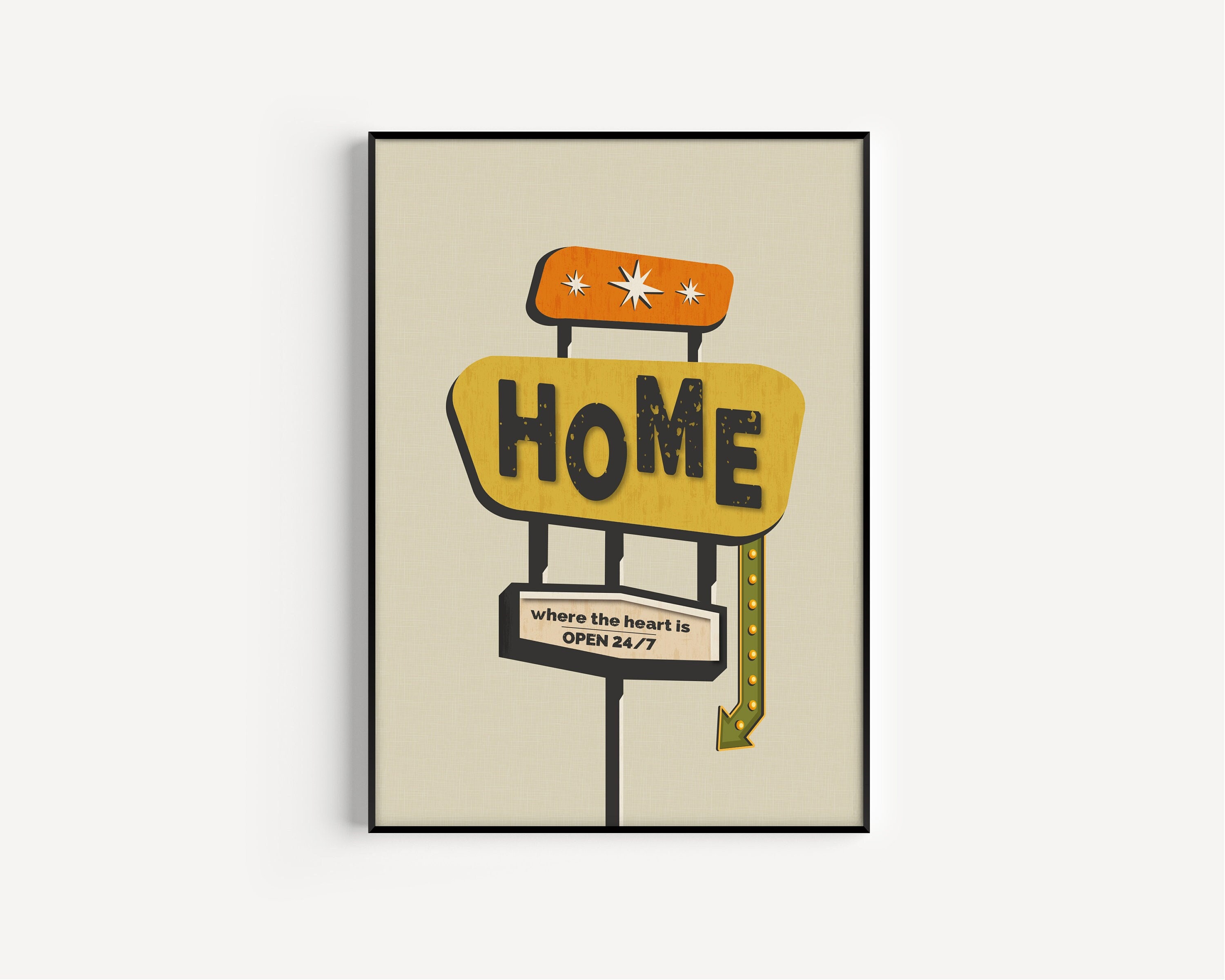Mid Century Modern, Prints, Home Print, Mid Century, Printable Art, Motel Sign Print, Retro Wall Art, Mid Century Print, Retro Printable