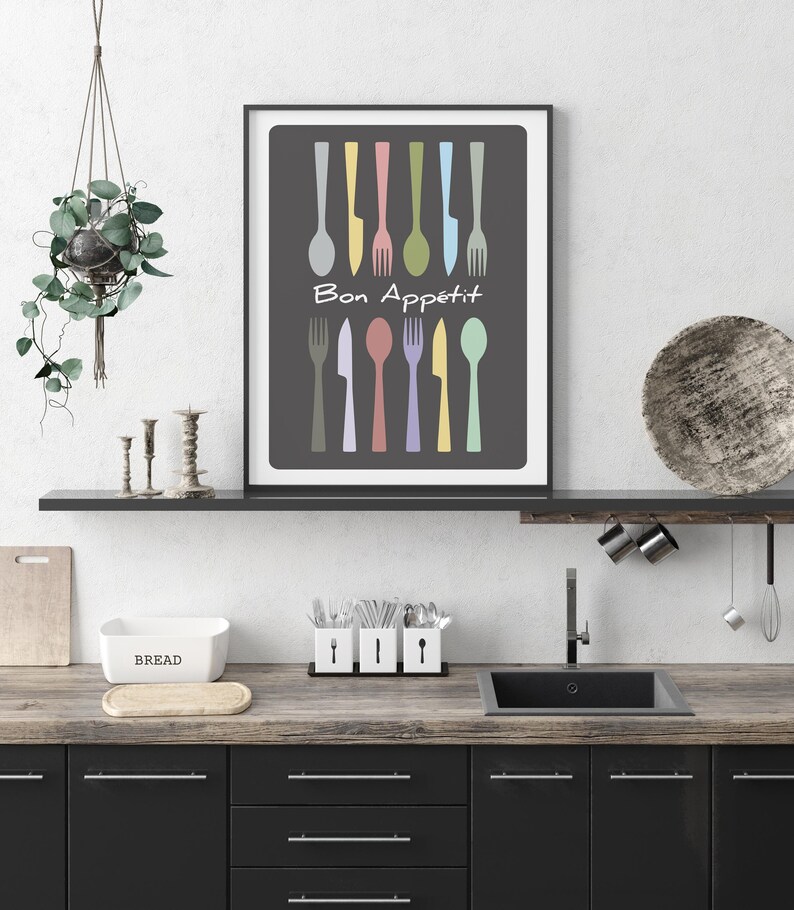 Printable Wall Art Kitchen Printable Kitchen Wall Art Bon | Etsy