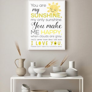 Printable Quote, Wall Art, Quote Prints, You Are My Sunshine, Love ...