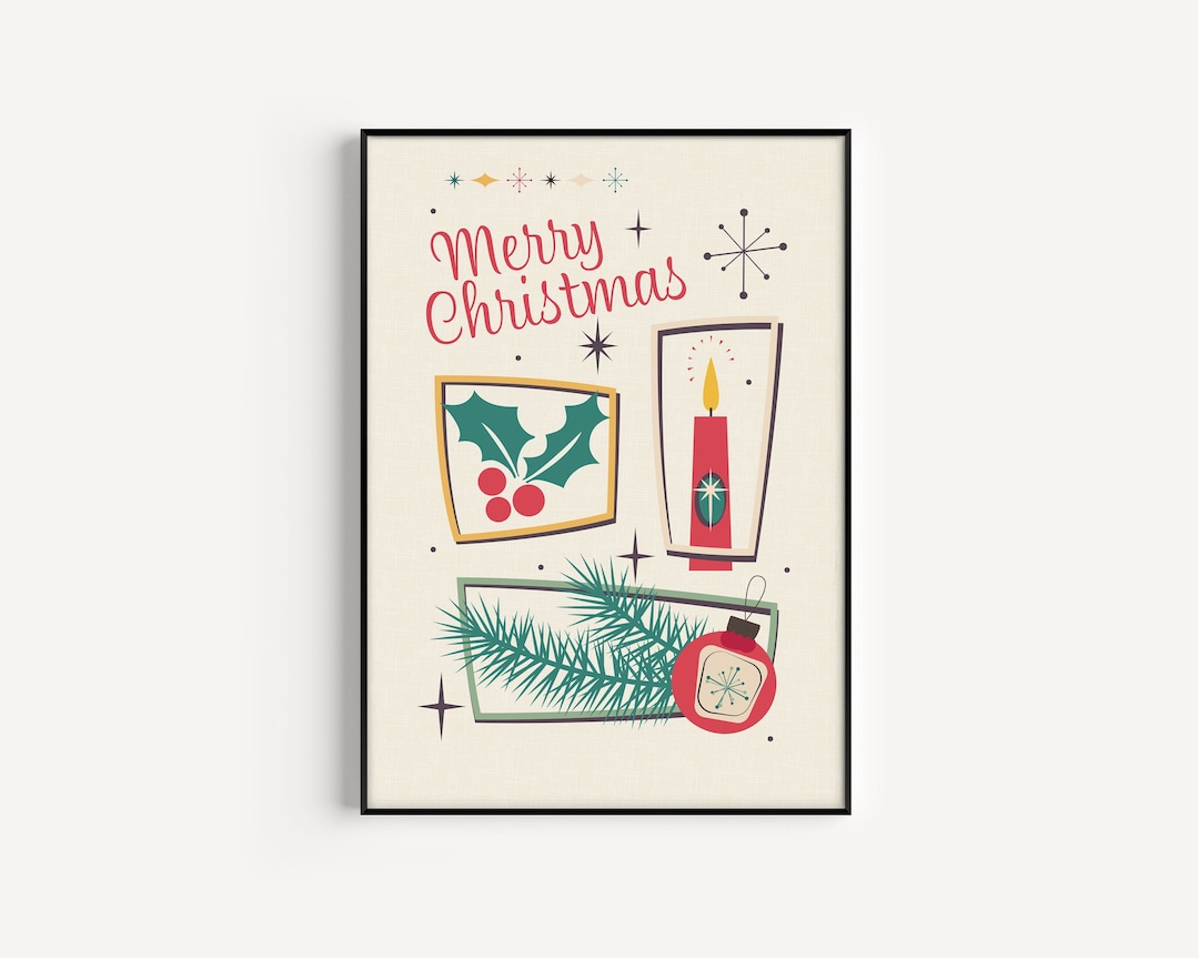 Christmas Printable, Candle Art Print, Christmas Print, Holly Print ...