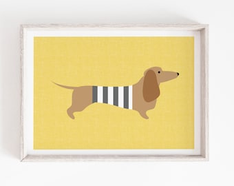 Sausage Dog, Printable Wall Art, Dachshund Gift, Art Print, Wall Art Print, Dachshund, Sausage Dog Print, Download, Dachshund Print, Art
