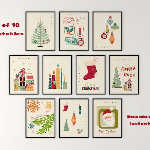 Mid Century Modern Cat Christmas Ornament Art Print Secret - Etsy