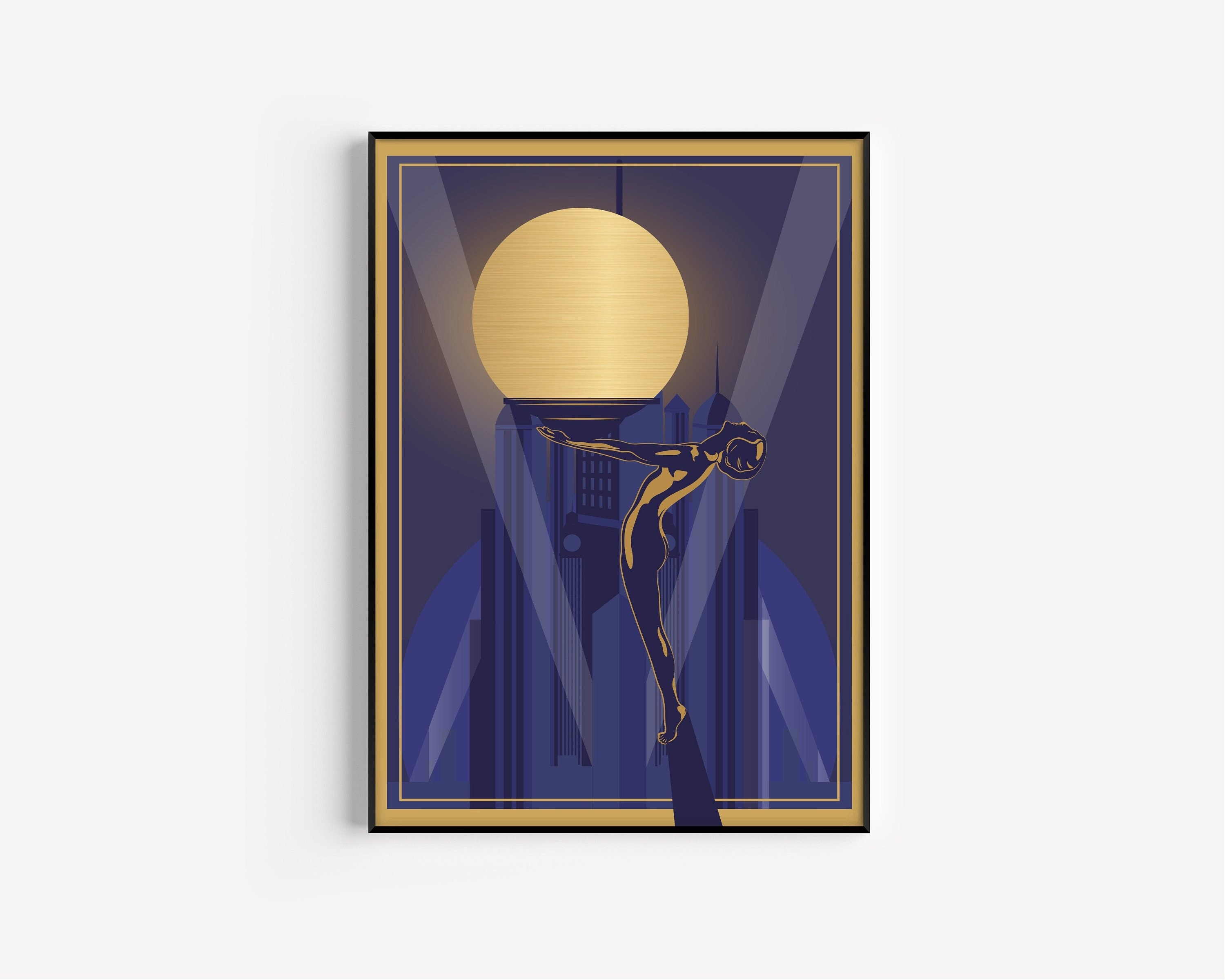 Art Deco Print, Blue Print, Printable Art, Art Deco Art Print, Blue Gold Print, Art Deco, Wall Art Prints, Gold Print, Art Print, Wall Art