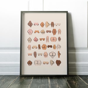 Körperabdruck, Bums Print, nackte Wandkunst, Neutraldruck, Boho, Boobs Print, Printable, Bum Wandkunst, Boobs Bums, Sofortiger Download, Boho Print Bild 5