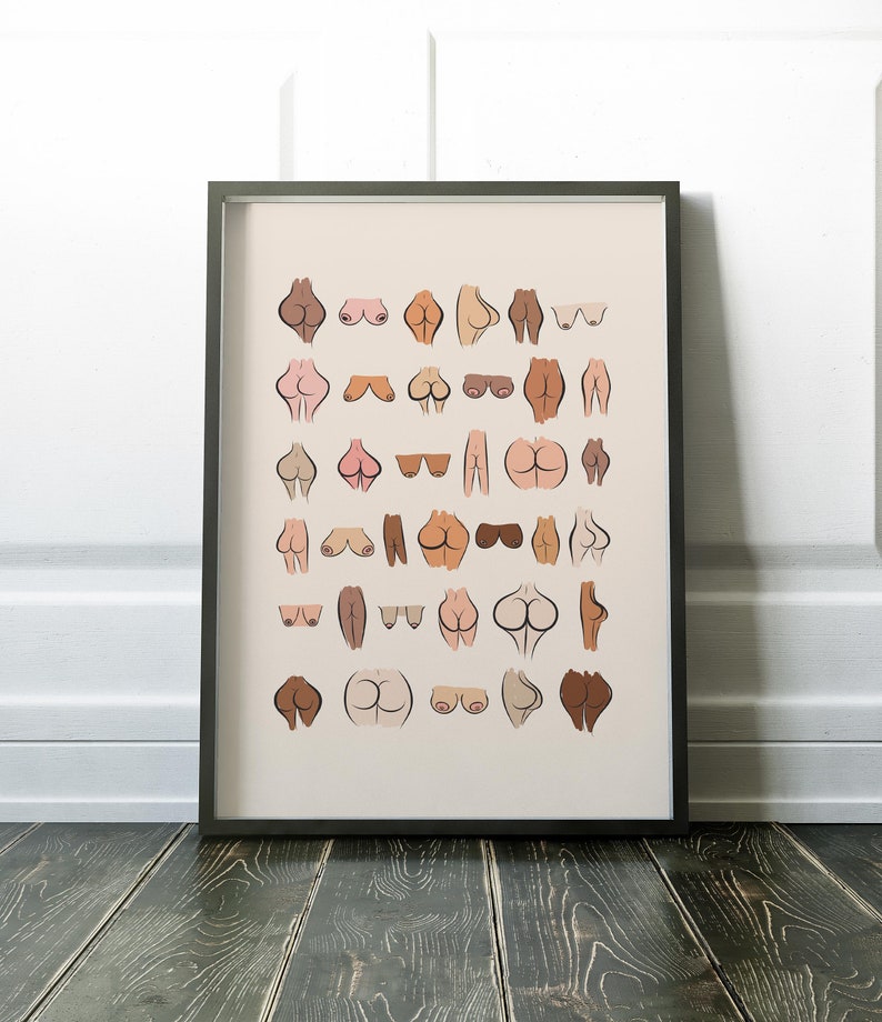Körperabdruck, Bums Print, nackte Wandkunst, Neutraldruck, Boho, Boobs Print, Printable, Bum Wandkunst, Boobs Bums, Sofortiger Download, Boho Print Bild 5