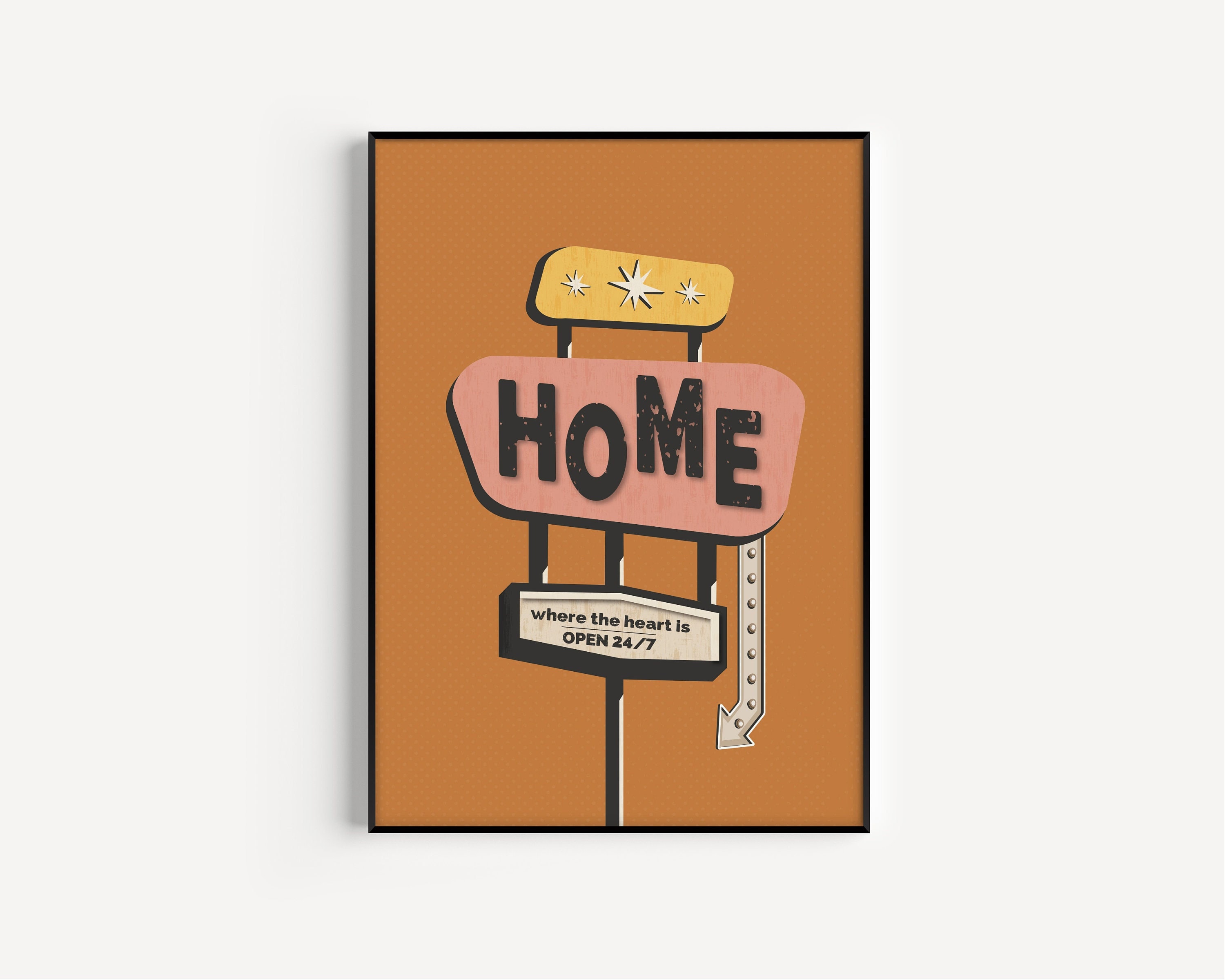 Home Print, Mid Century Modern, Printable Wall Art, Motel Sign Print, Mid Century Print, Printable Art, Mid Century Wall Art, Wall Art Print