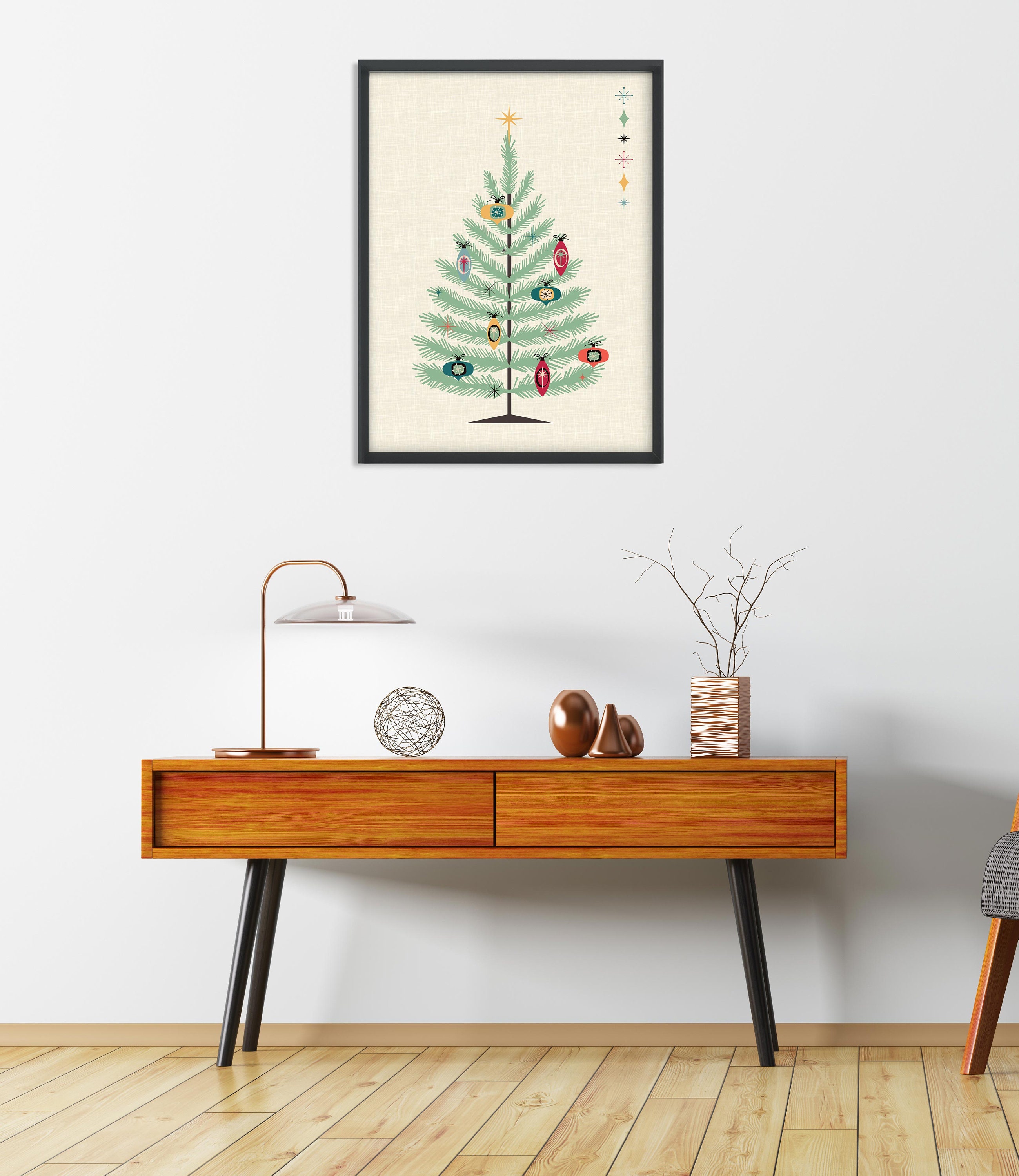 Christmas Printable Mid Century Modern Printable Wall Art - Etsy