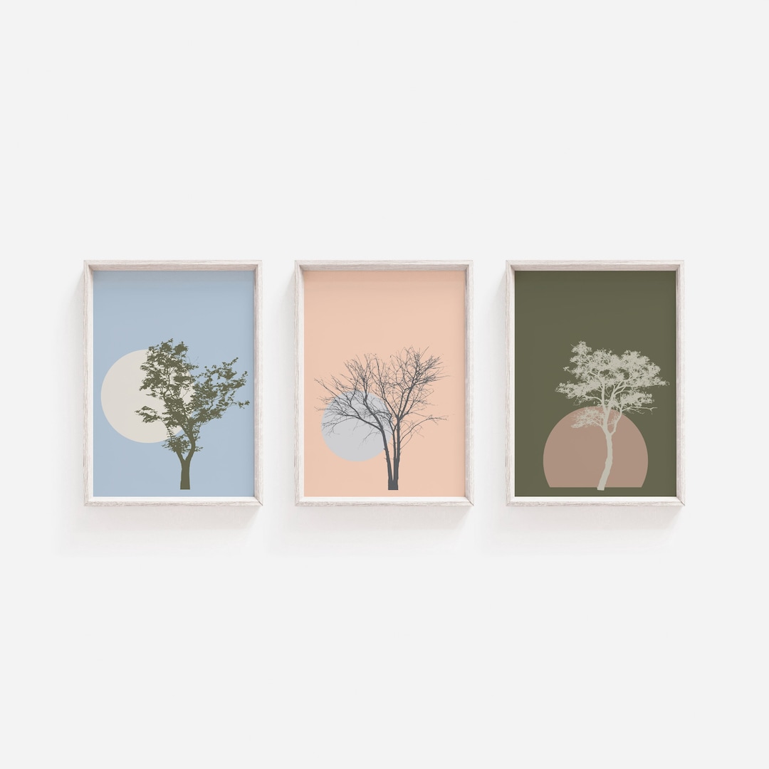 Wall Art Set, Tree Wall Art, Tree Printable, Printable Wall Art, Set of ...