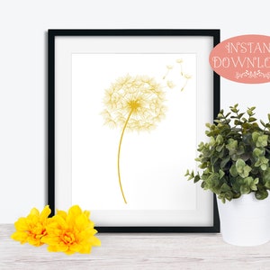 Wall Art Prints Printable Wall Art Dandelion Print Instant | Etsy