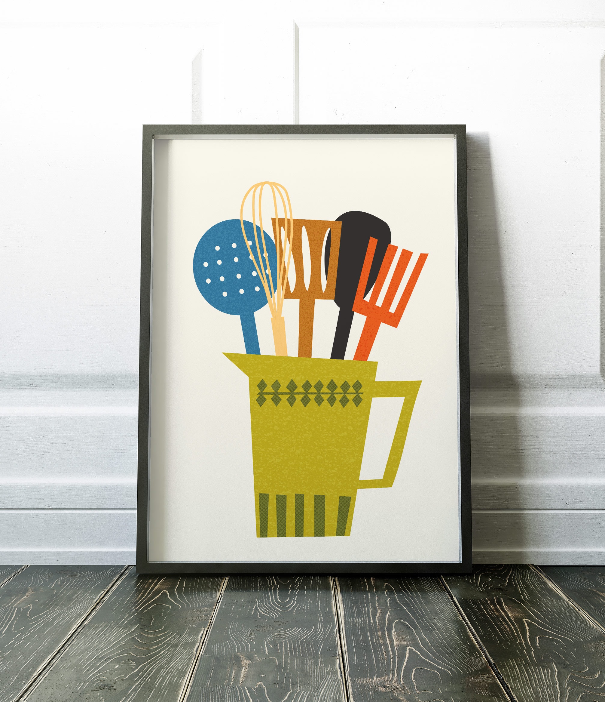 Mid Century Modern Kitchen Print Printable Wall Art Kitchen | Etsy