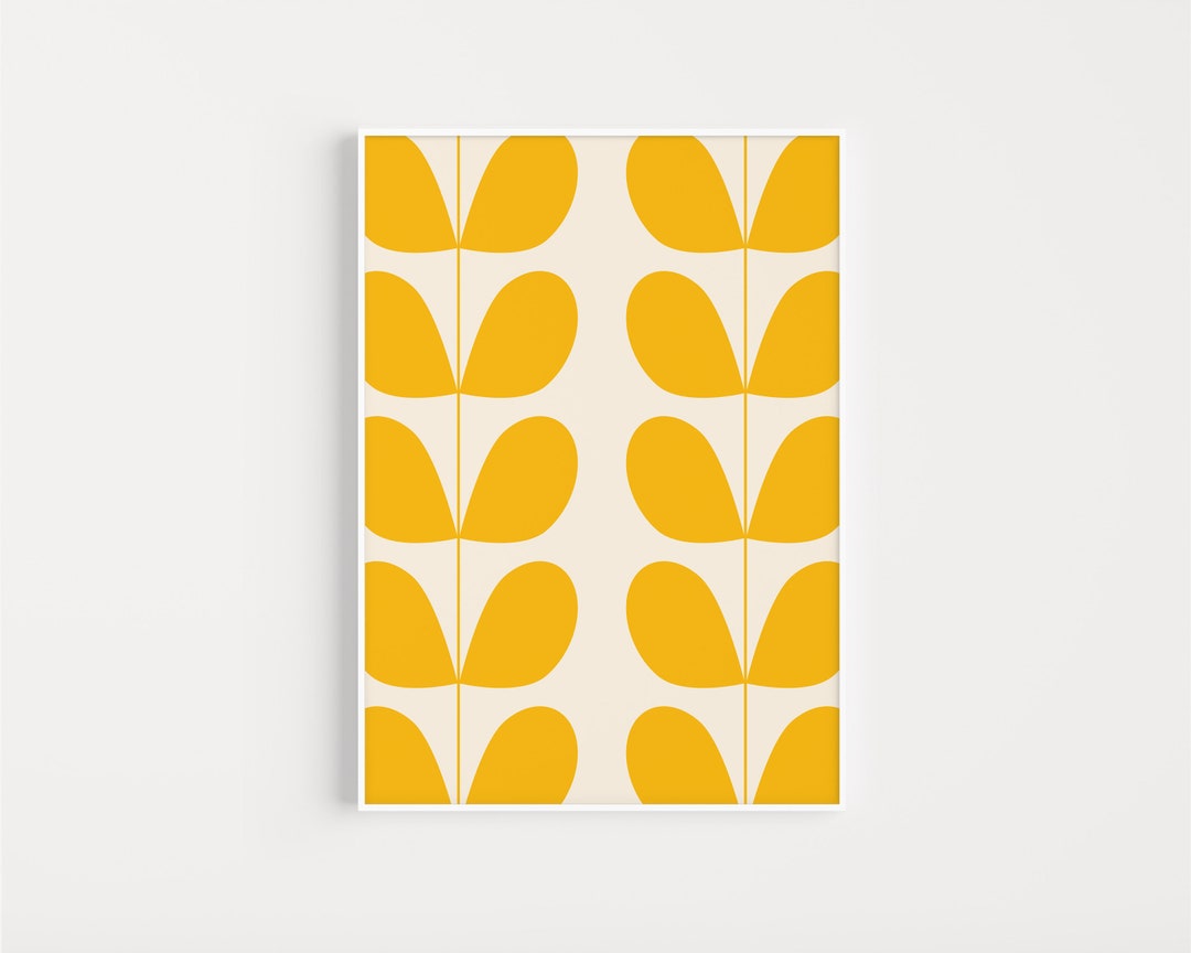 Yellow Print, Mid Century, Printable Art, Mid Century Print, Yellow ...