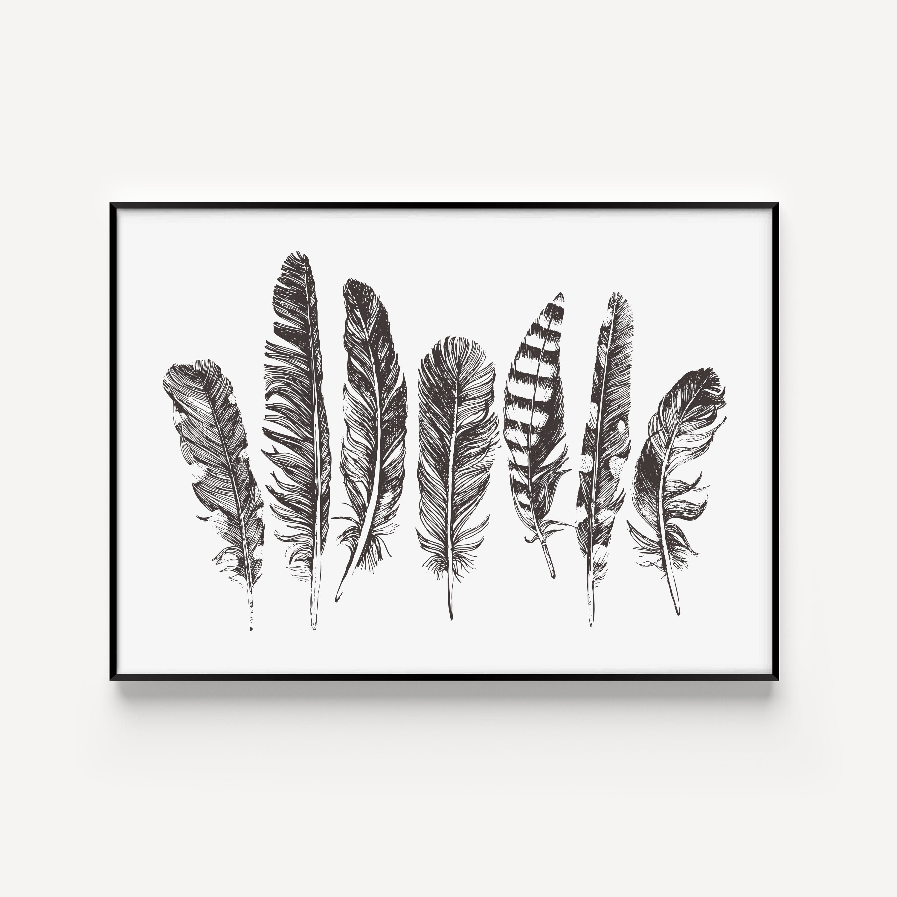 Printable Wall Art Feather Wall Art Wall Art Prints Boho Etsy