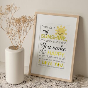 Printable Quote, Wall Art, Quote Prints, You Are My Sunshine, Love ...