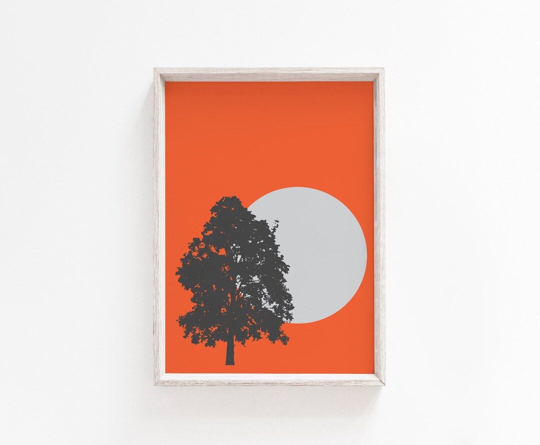 Tree Print, Printable Wall Art, Printable, Wall Art Print, Orange ...