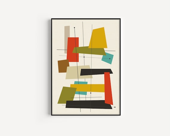 Mid Century, Prints, Mid Century Modern, Printable Art, Retro Wall Art, Abstract, Mid Century Print, Retro Print, Printable, Retro Art Print