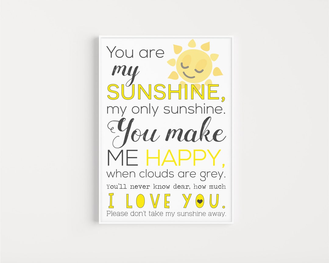 Printable Quote, Wall Art, Quote Prints, You Are My Sunshine, Love ...