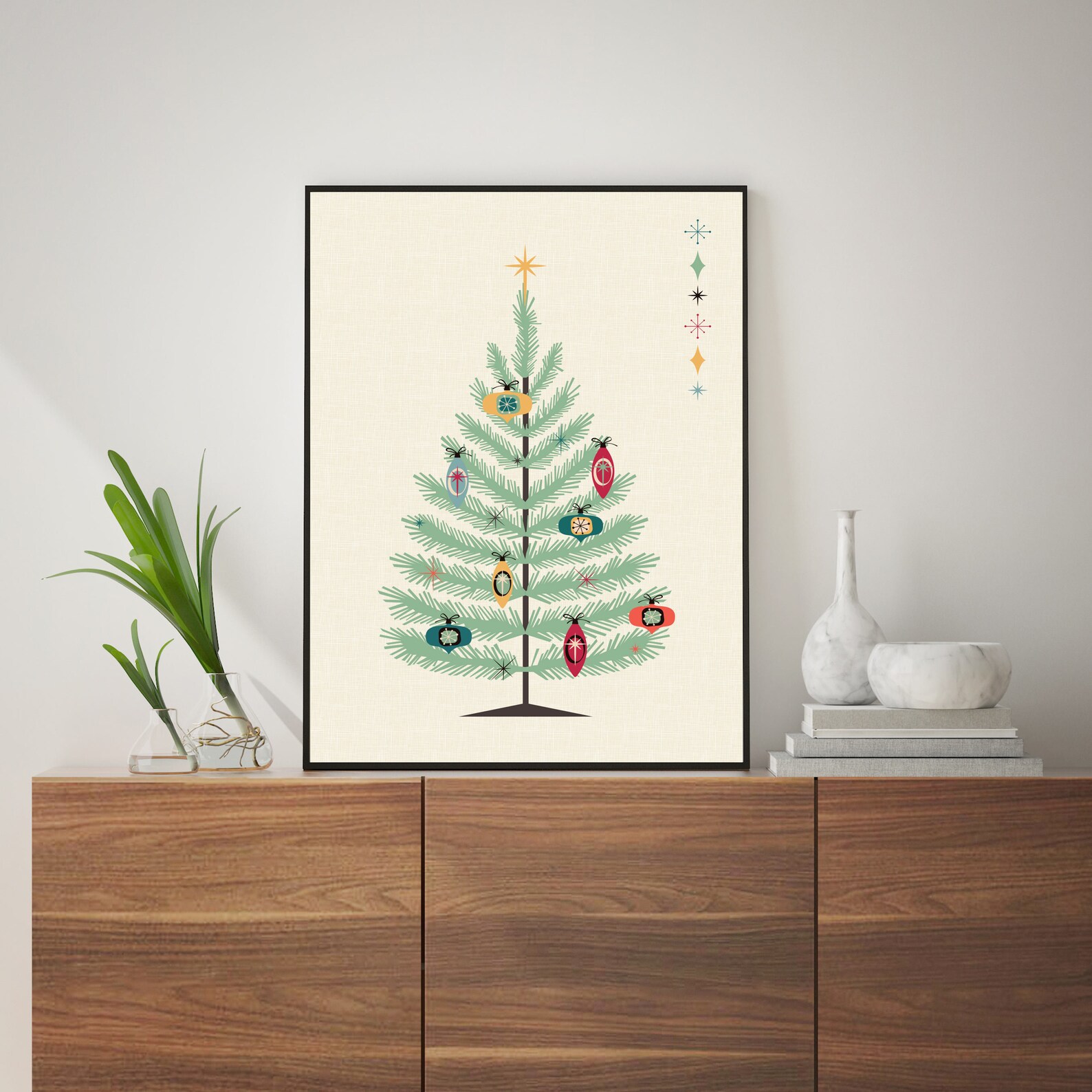 Christmas Printable Mid Century Modern Printable Wall Art - Etsy