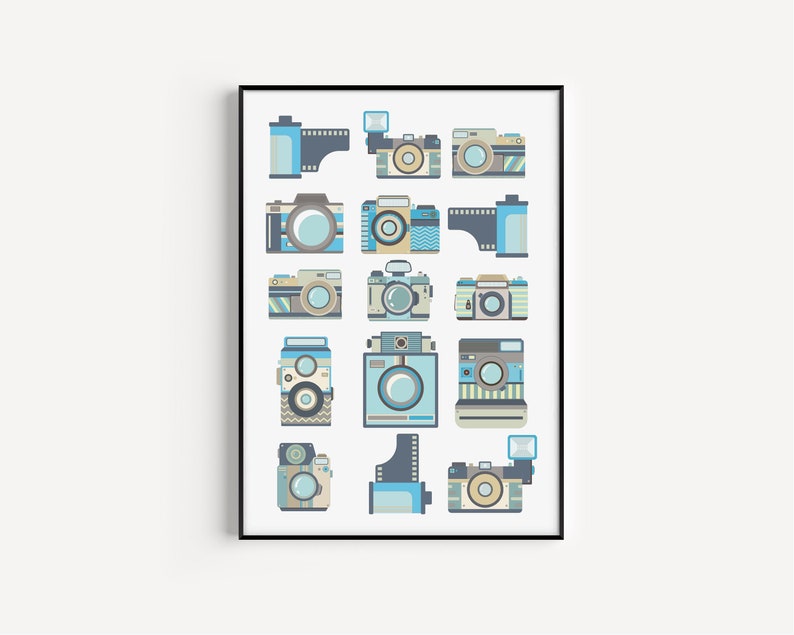 Printable Art, Camera Wall Art, Retro Camera, Wall Art Prints, Camera Print, Instant Download, Camera Printable, Printables, Retro Wall Art image 1