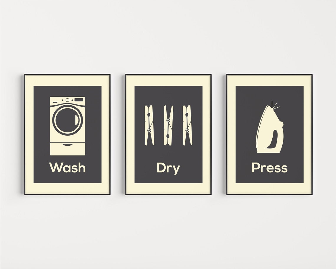 Laundry Printables Wall Art Wall Art Prints Prints Set - Etsy