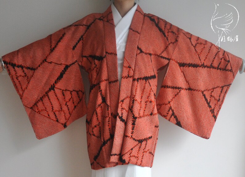 women/'s kimono top cardigan boho Japanese silk kimono jacket vintage red shibori tie dye haori coat authentic short kimono robe
