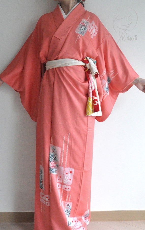 bohemian japan clothing vintage women/'s authentic purple summer light maxi kimono gown dress Japanese cotton yukata long kimono robe