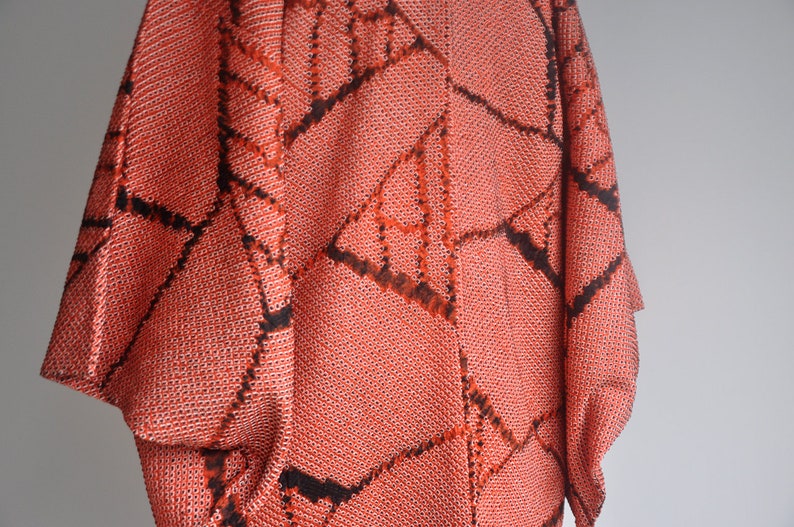 women/'s kimono top cardigan boho Japanese silk kimono jacket vintage red shibori tie dye haori coat authentic short kimono robe