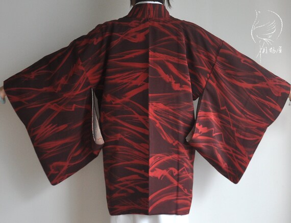 Chaqueta de kimono de seda japonesa abrigo haori vintage rojo | Etsy México