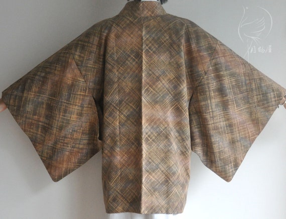 Silk Brown Kimono Jacket With Gold Embroidery Gem