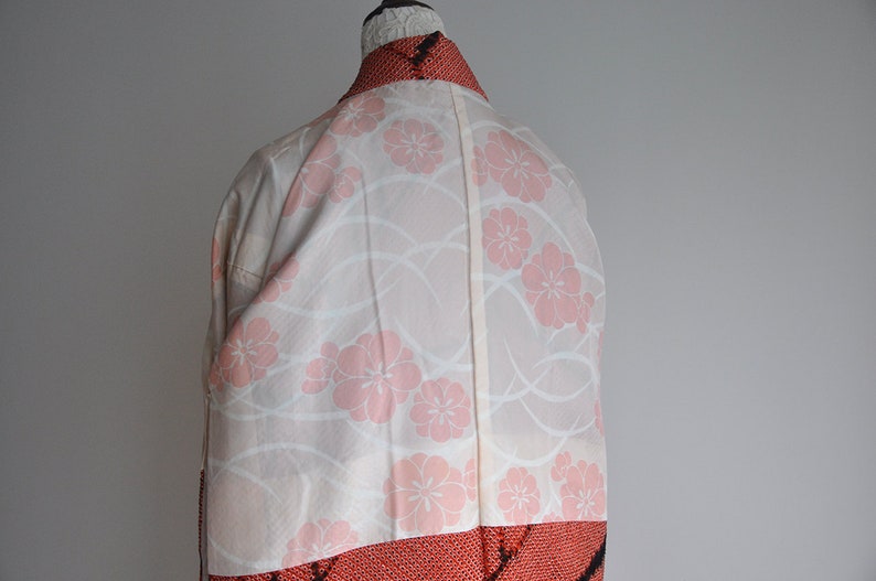 women/'s kimono top cardigan boho Japanese silk kimono jacket vintage red shibori tie dye haori coat authentic short kimono robe