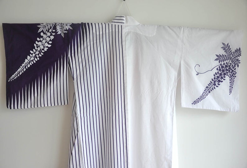 bohemian japan clothing vintage women/'s authentic purple summer light maxi kimono gown dress Japanese cotton yukata long kimono robe