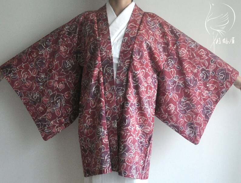 Japanese Floral Kimono Jacket Vintage Pink Purple Haori Coat | Etsy